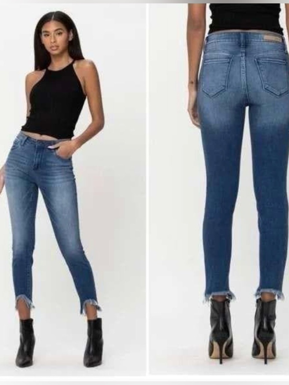 Cello High Rise Distressed Crop Jeans Raw Hem Frayed Boho Festival Grunge
